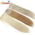 Естествена дълга копринена права част за коса с щипка за конска опашка